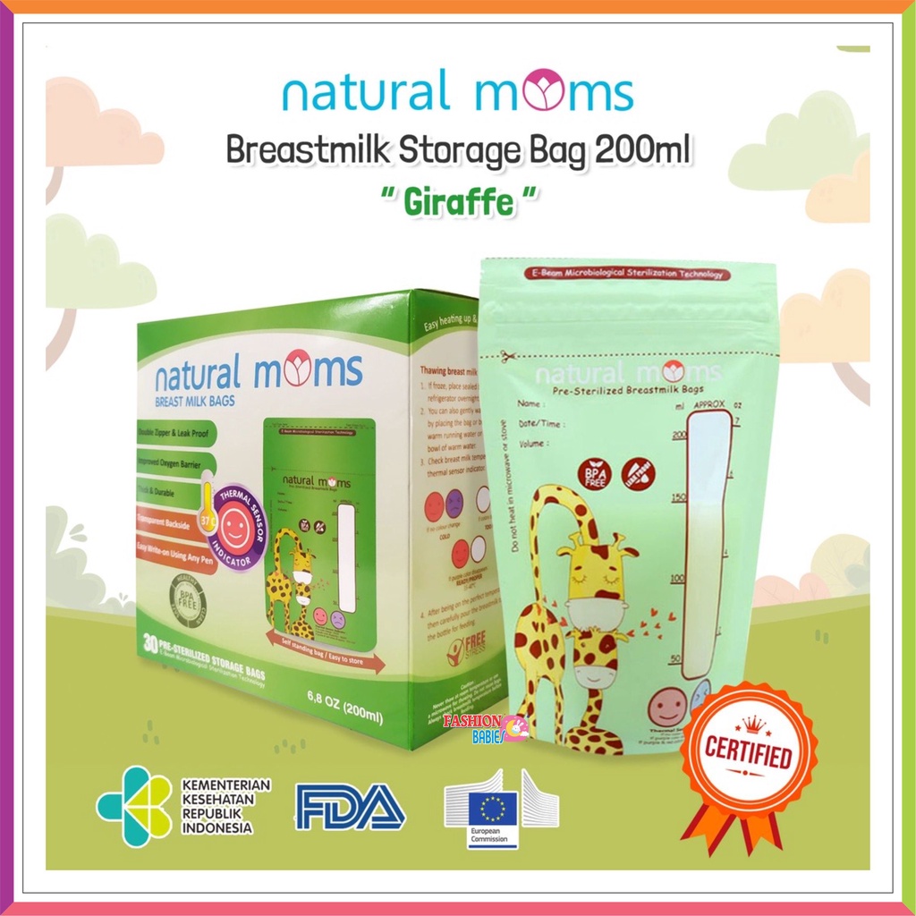 KANTONG ASI | NATURAL MOMS BREASTMILK STORAGE BAG 100 120 200 ML | KANTONG ASI PLASTIK DOUBLE THERMAL SENSOR