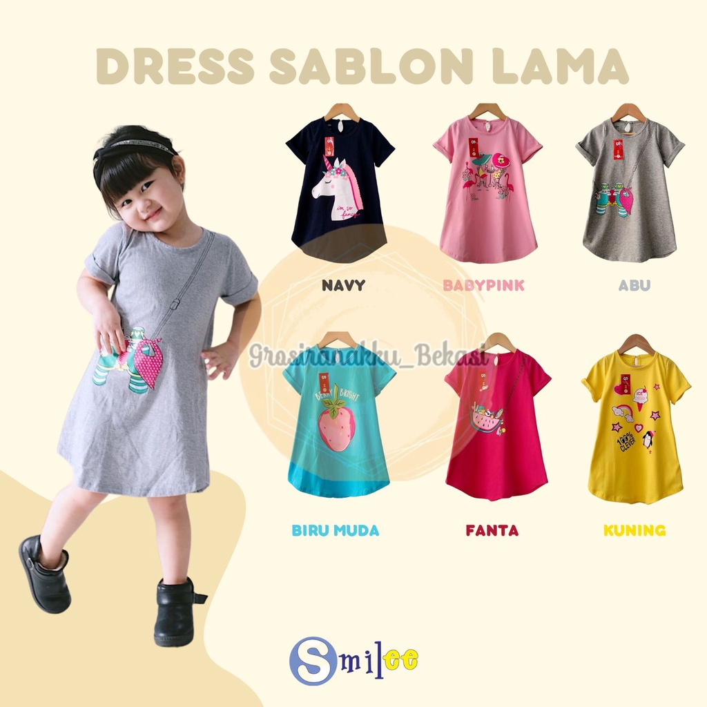 Daster Anak Smilee Sablon Mix Motif Size 1-5Tahun