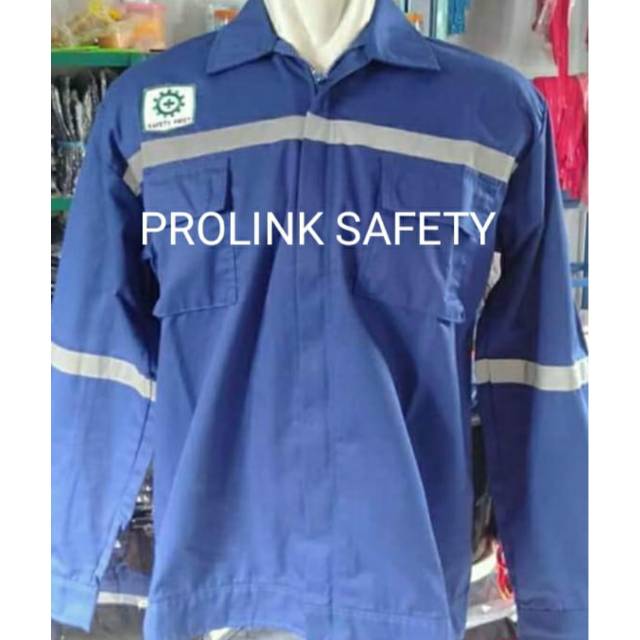 SERAGAM BAJU SAFETY BIRU RESLETING DRILL