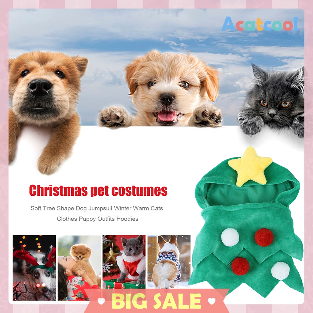 Soft Tree Shape Dog Jumpsuit Winter Warm Cats Clothes Puppy Outfits Hoodies