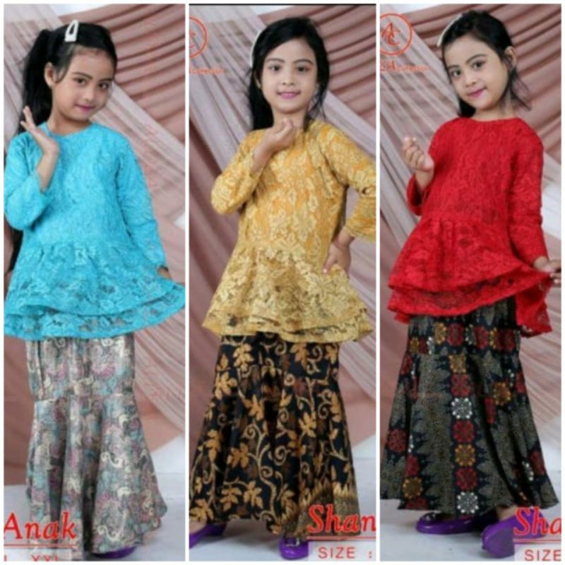 Jual Setelan Baju Kebaya Anak Perempuan Sanghai / Set Kebaya Brukat ...