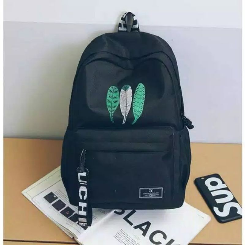 Tas Ransel Sekolah SD SMP SMA Backpack Karakter Daun Bulu Anak Perempuan laki terbaru