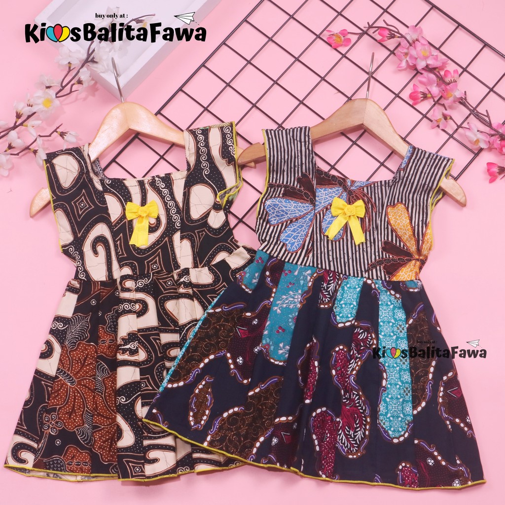 Dress Marsha Uk Bayi - 3 Tahun / Dres Batik Baju Baby New Born Perempuan Gaun Tenun Bahan Adem Cewek