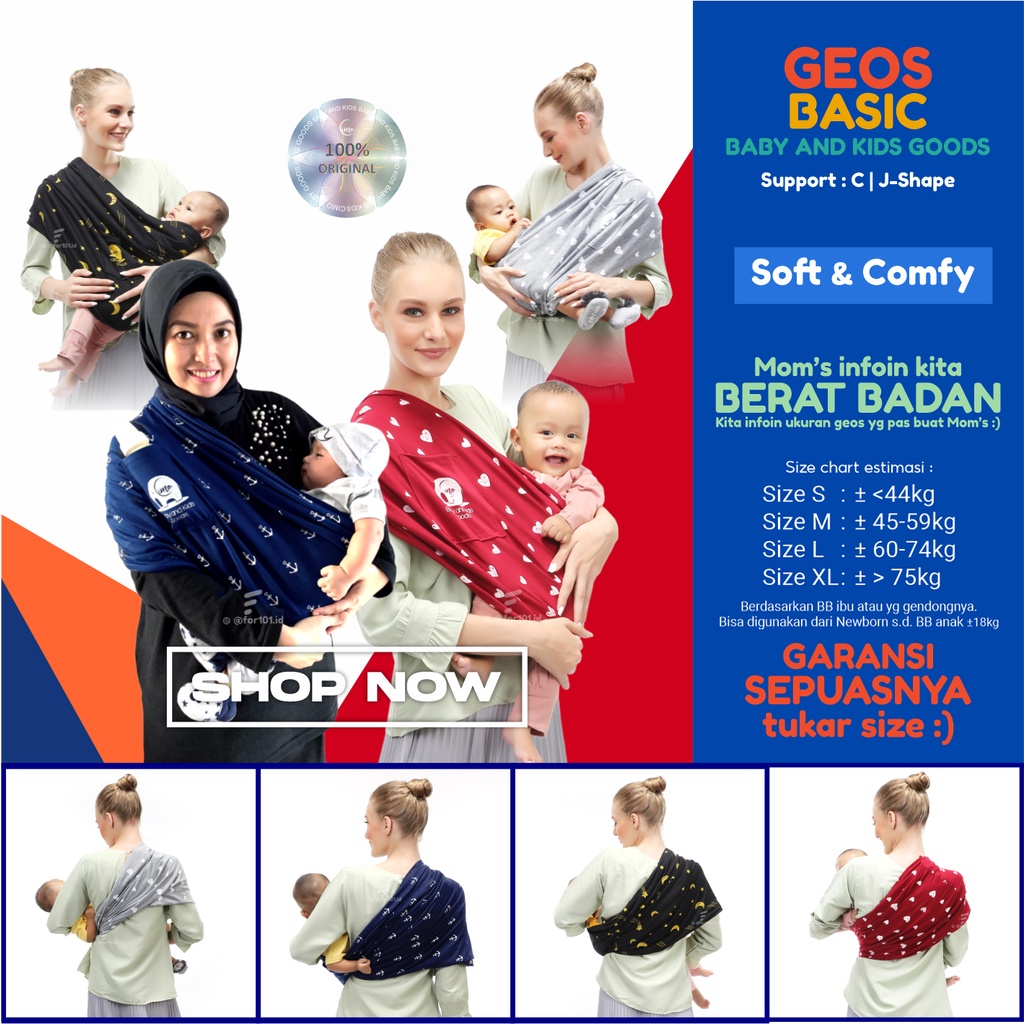 CIMOBABY Gendongan Bayi Samping Polos Motif Gendongan Kaos Geos CimoBaby Gendongan Anak