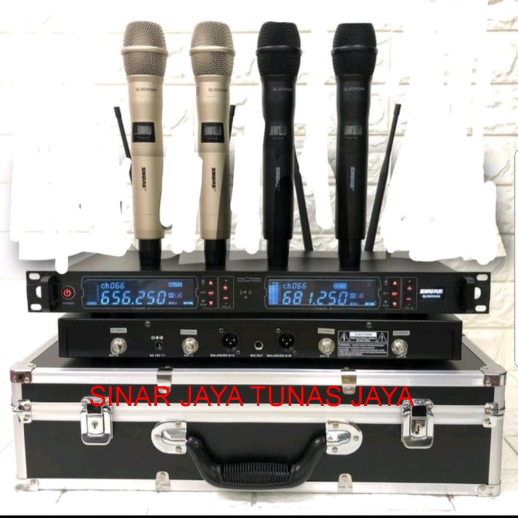 MIC WIRELESS SHURE QLXD/KSM9 FREE KOPER HANDHELD 4ANTENA MULTI CHANNEL