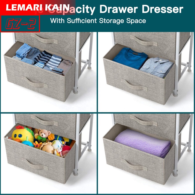 Lemari 3 Laci Kain Linen Rak Penyimpanan Lemari Sisi Ranjang Estetik Lemari Portable - DR88