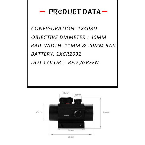 RED DOT 1X40RD BERKUALITAS TELESCOPE RET DOT/ TEROPONG TITIK