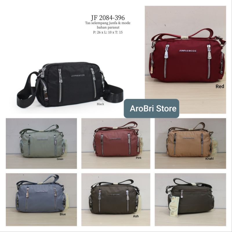 Tas selempang merk junfa & mode JF 2084-396 bahan parasut list bahan gilap