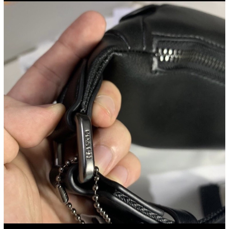 tas waistbag pria cowok coc black tag plain original