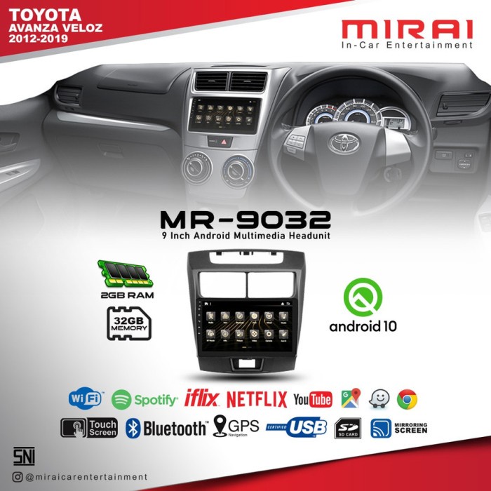 Headunit Android 9 inch Avanza Veloz 2012-2019 Mira 9032