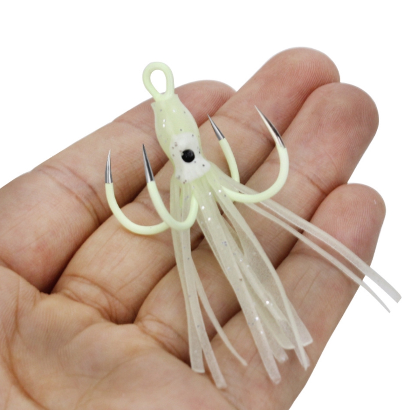 18# 3g Luminous Octopus Squid Hook Soft Lure with 4 Hooks