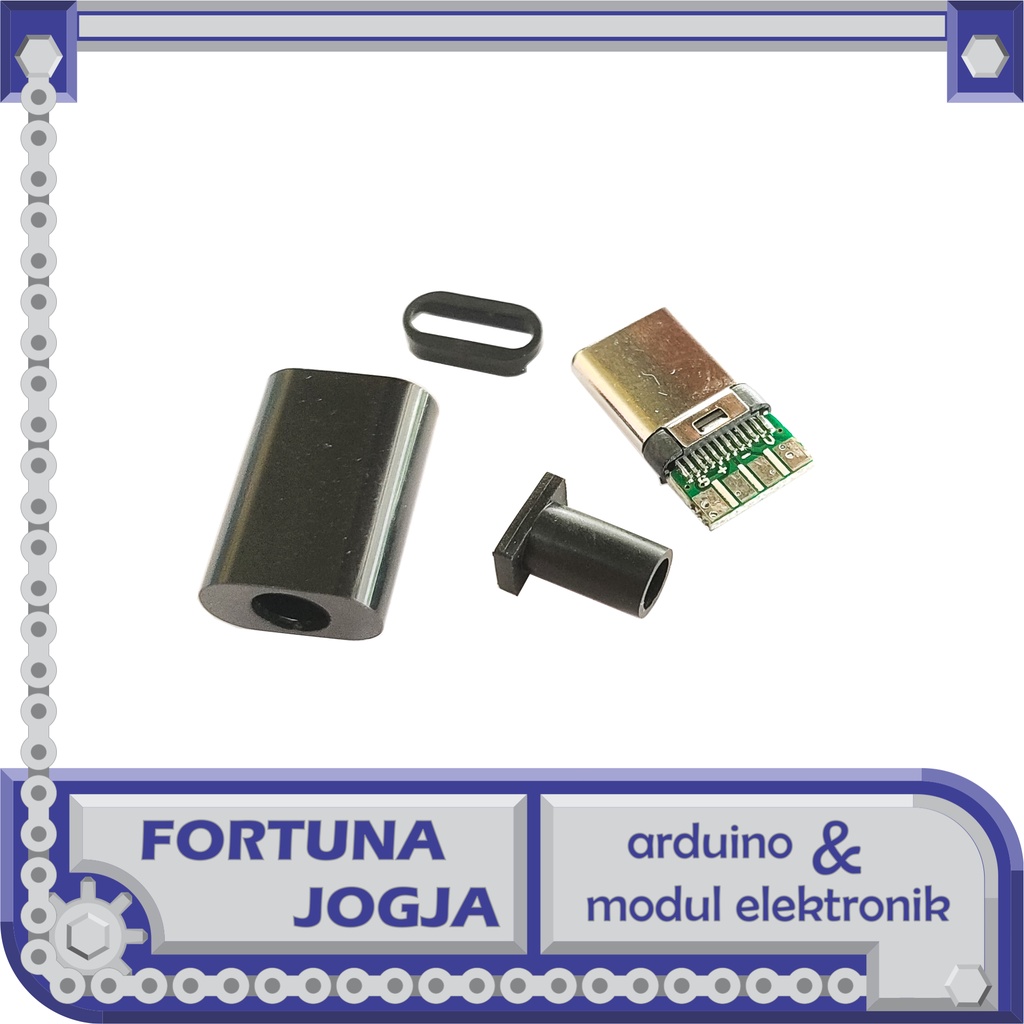Kepala Konektor USB Type-C Male 4 pin Model Colok dengan Cover