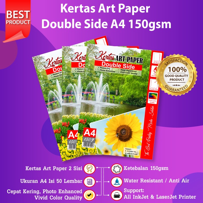 Kertas Art Paper A4 150gsm isi 50 Lembar Photo Paper 150 Gram 50 Sheet