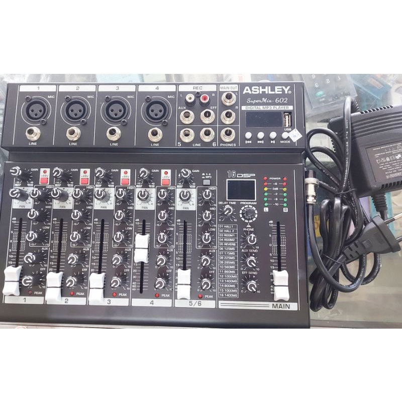 MIXER ASHLEY 6 CHANNEL SUPER MIX-602 BLUETOOTH EFFECT REVERB ORIGINAL