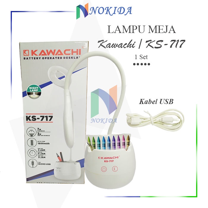 Nokida Lampu Tidur Anak Kawachi KS-717 / Lampu Meja Belajar LED Kawachi / Lampu LED Casan Putih / La