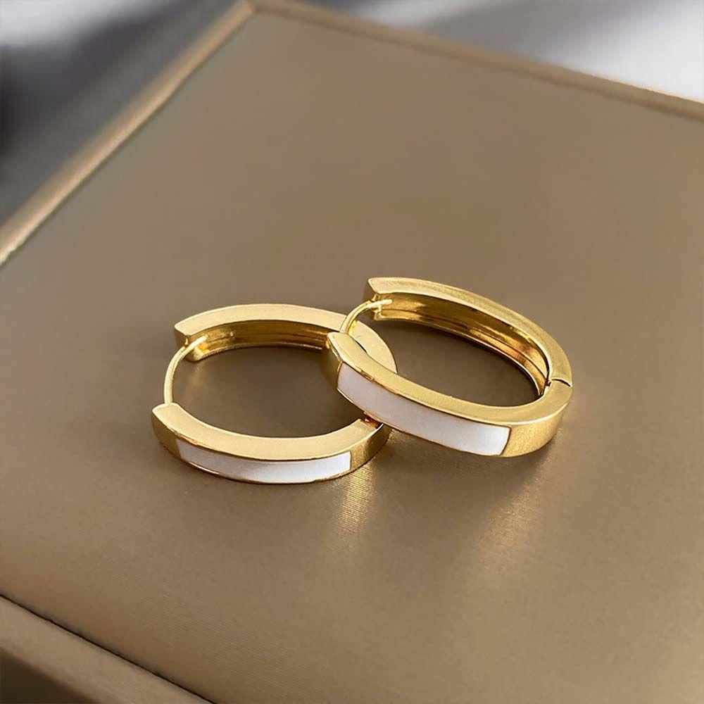 Agustina Wanita Anting Hoop Temperamen Perhiasan Fashion Sederhana Oval Bulat Gadis Stud Earrings