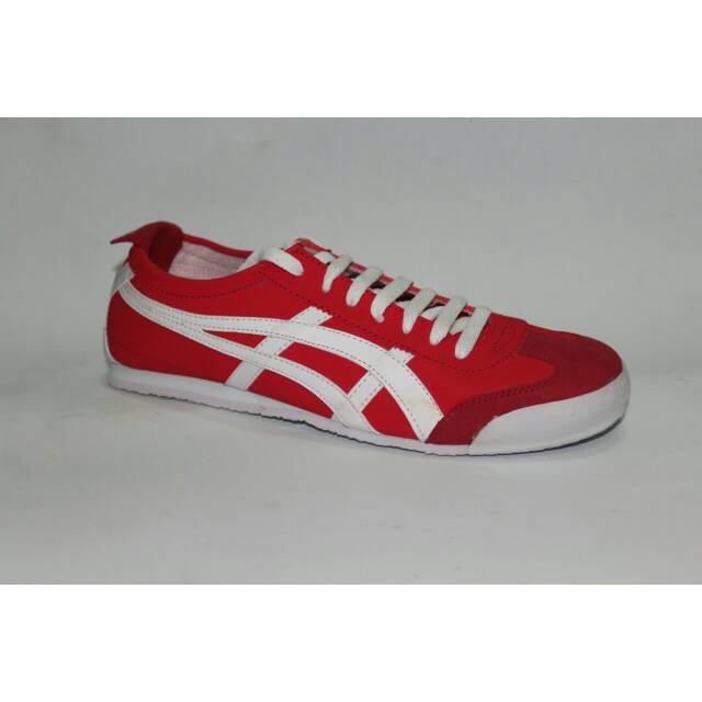 Sepatu Adidas Asics Merah garis Putih grade original