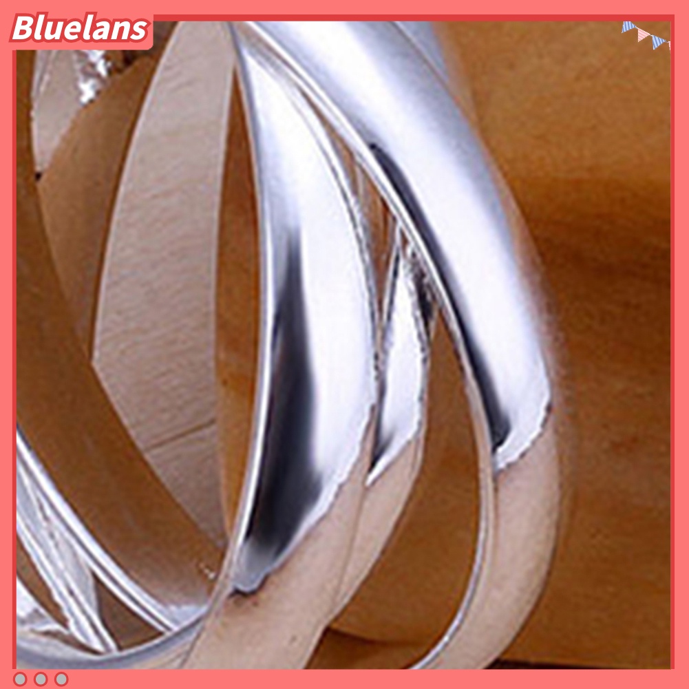 Bluelans Women Fashion Jewelry 925 Sterling Silver Plated Triple Circle Band Ring US Size 6 7 8 9