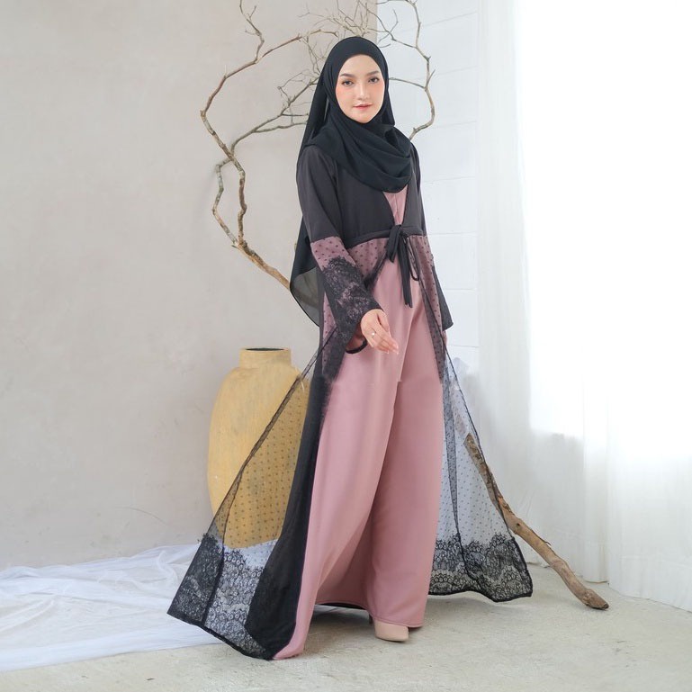 Exclusive Casual Abaya Hitam Bordir Bahan Jetblack Saudi Dress Maxi Turki Umroh Kwalitas Boutique-6