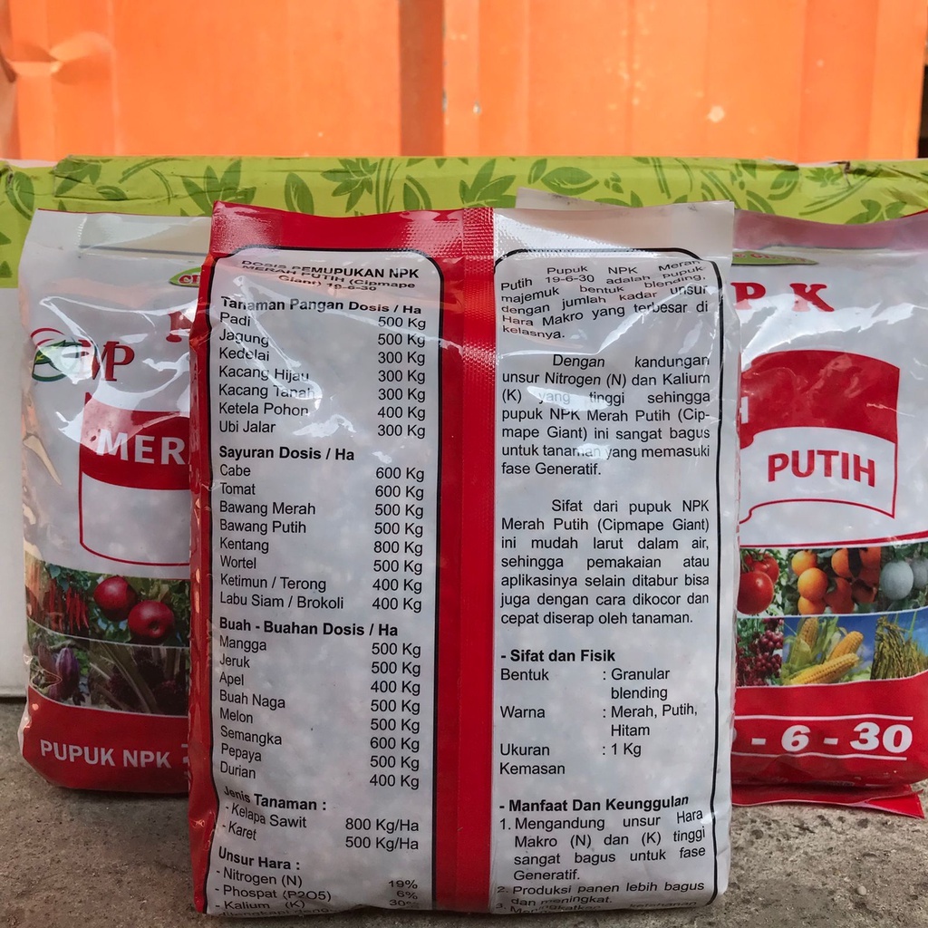 NPK 19 6 30  Merah Putih CMP  19 6 30 Kemasan 1 Kg npk grower npk winer