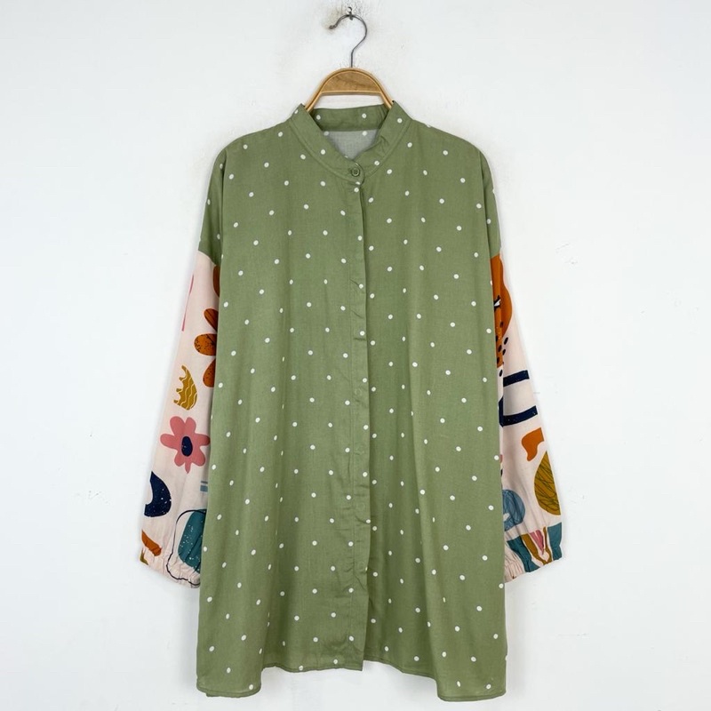 kemeja wanita  motif bahan rayon // kemeja-Foto 7