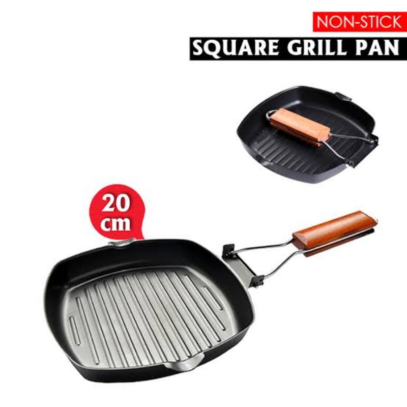 Square Grill Pan / Teflon Wajan BBQ Bakaran Sate Serbaguna