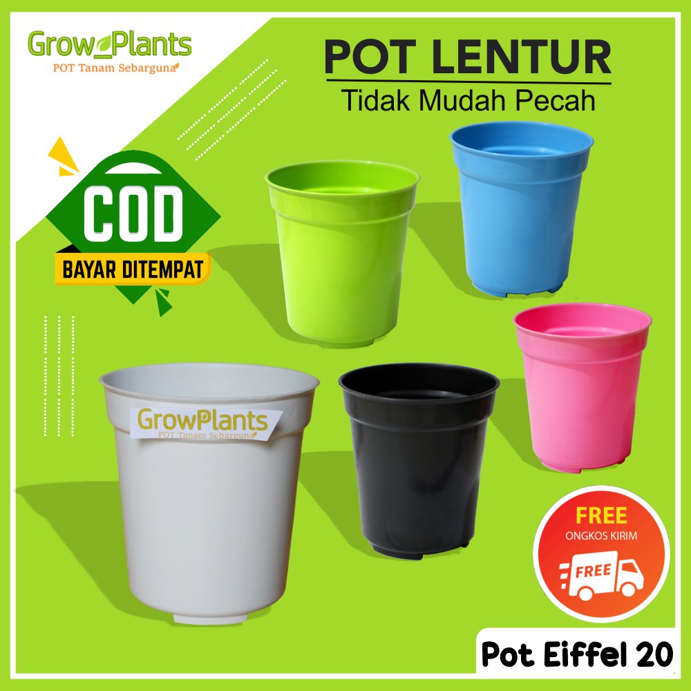 Pot Tanaman Murah Eiffel 20 Warna Warni ada 17 Cm Pot Bunga Tinggi Hias Ukuran Mirip Pot Tawon Pirus
