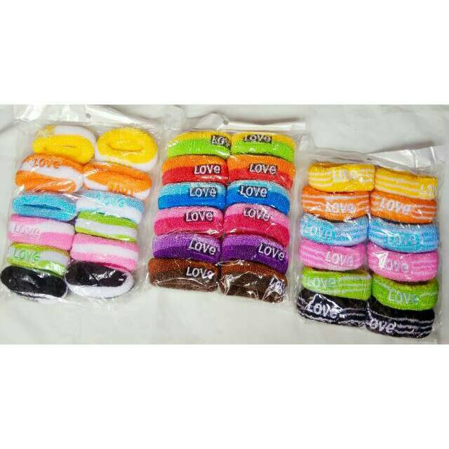 Ikat rambut donat bordir/Hello kitty love/isi 12 pcs