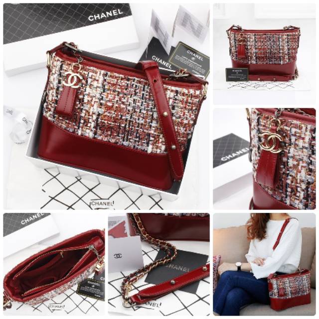 Chanel Gabrielle Tweed  Bag #8871 Tas Wanita