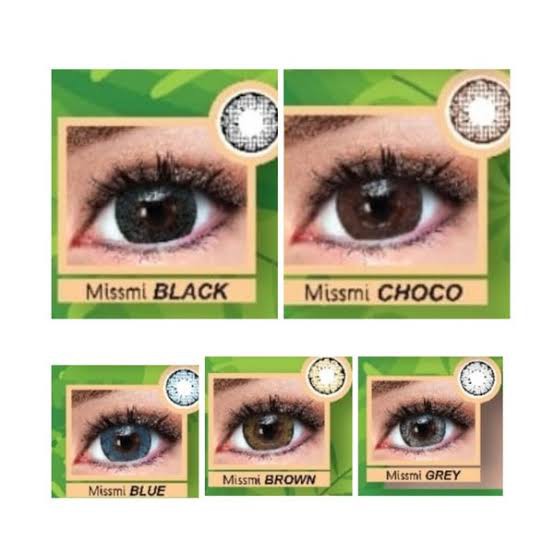 Softlens MISSMI FLAT DIA 16.00mm NORMAL &amp; MINUS BLACK GREY CHOCO BROWN  (-0.50 s/d-3.00 )GRAY/Lensa  Kontak/BS