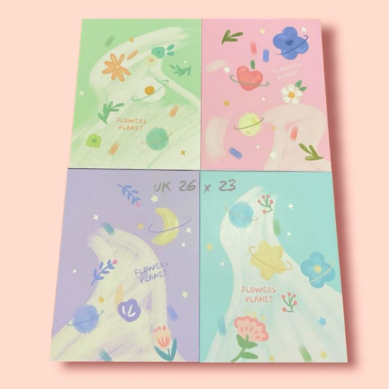 Kaca Cermin Rias Model buku uk26 x 20 Jumbo / Cermin Lipat / Cermin Cover Lucu-FLOWERS PLANET 26x20
