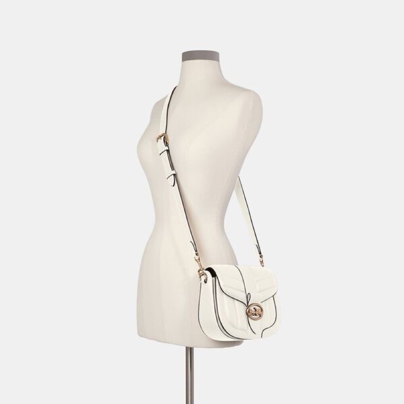 Coach Saddle Bag With Quilting White (C2803)