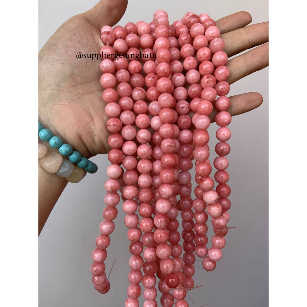 batu kristal red borneo pink 10mm banjar crystal stone healing serat