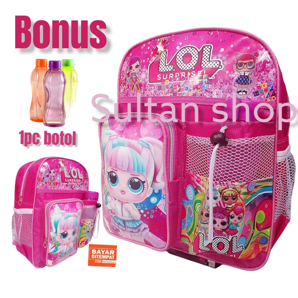 Tas Anak Paud TK Tas Karakter Anak Laki-laki /perempuan/ Tas Sekolah Anak Usia Dini/ BONUS BOTOL MINUM CANTIK