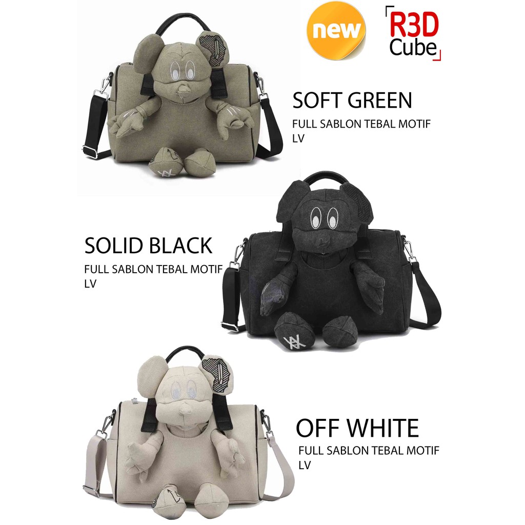 Tas Ransel Dan Selempang Wanita Boneka MICKEY / Motif LV Kualitas Premium