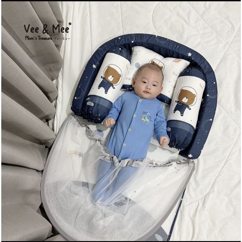 [2 Kg] Vee &amp; Mee Kasur Bayi Lipat Bumper Anti Bakteri + Kelambu Astronaut Bear Series -  VMK 1040