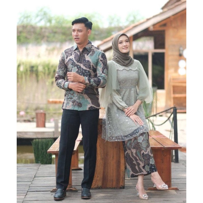 NEW ARIVAL || SET BATIK COUPLE MELLA SAGE | SET KEBAYA LAMARAN | OUTFIT KEKINIAN BATIK KEBAYA MODERN