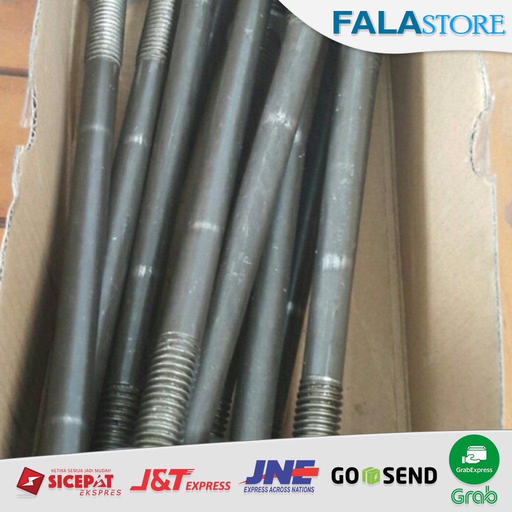 BAUT MUR HITAM BAJA PANJANG 12MM 20CM 25CM BAUT BAJA HITAM KUNCI 1  10cm 15cm 20cm 12 Kunci 19mm
