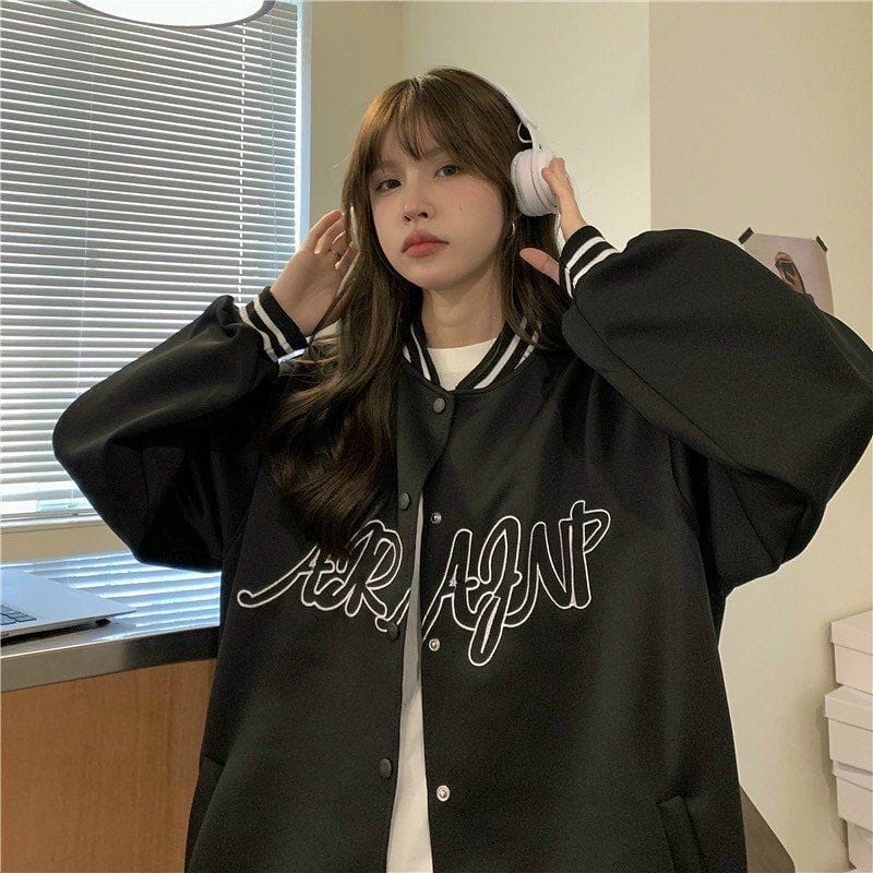 Jaket Baseball ARAJNP VARSITY jaket oversize - jaket varsity wanita korean style - terbaru