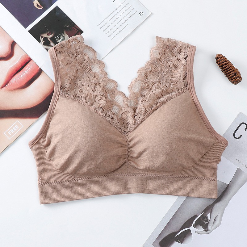 *ALIBABA1688*COD Bra Wanita Model Renda Tanpa Kawat dan Bahan Lace Bergaya