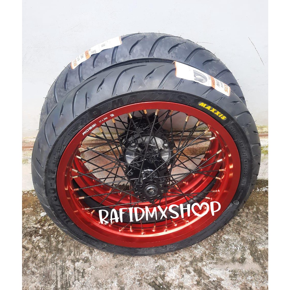 WHEELSET CRF VELG SET CRF SUPERMOTO VELK  ROSI 250/300-17 BAN MAXXIS EXTRAMAX