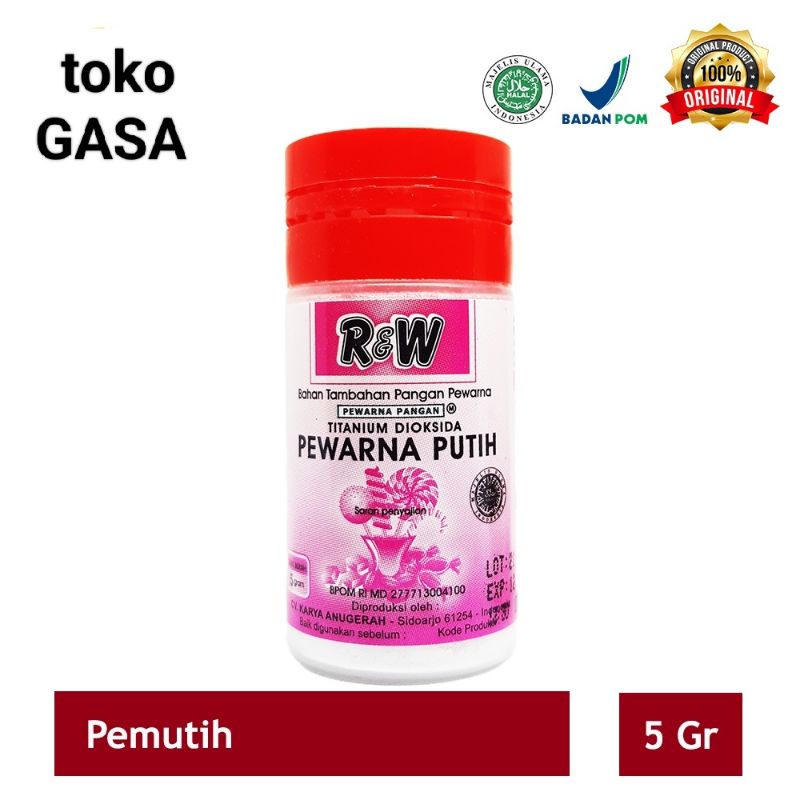 

PEWARNA PUTIH/SUMBA PUTIH/PEWARNA MAKANAN WARNA PUTIH/PEMUTIH MAKANAN/SUMBO PUTIH/PEMUTIH BAKPAU MEREK R&W