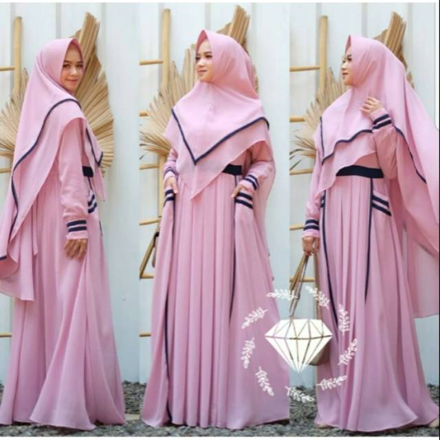 ( Promo) Set Syari Polos Maxmara Lux Anayah Real Pic Haji Umroh Gamis Syari Hijab Syari Bahan Lembut