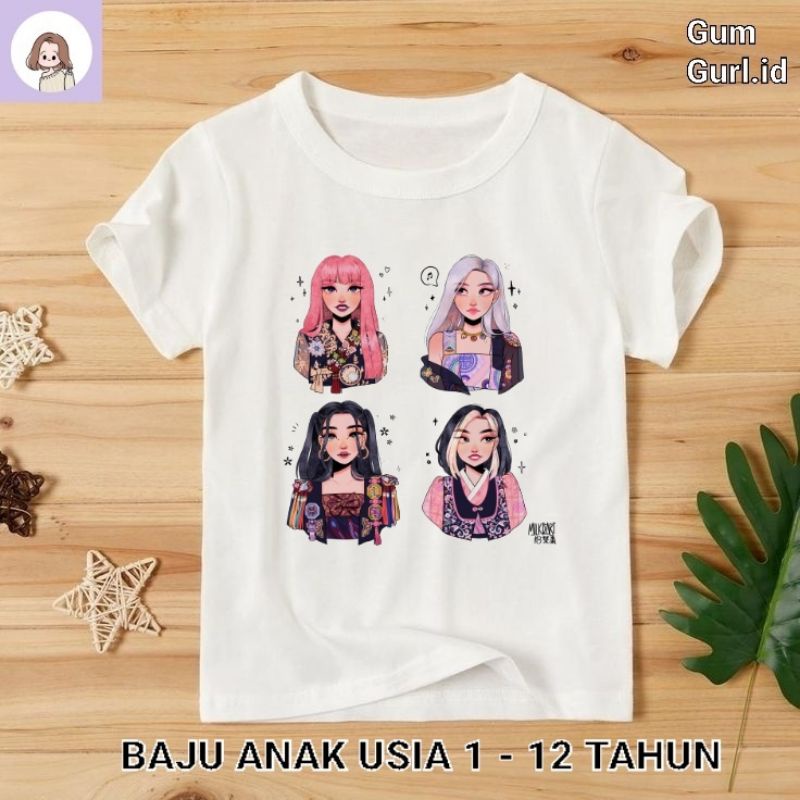 Kaos baju anak BLACKPINK tshirt GIRLBAND KPOP oversize lokal hitam laki laki perempuan jumper baby k