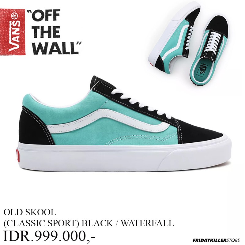 SEPATU VANS OFF THE WALL | OLD SKOOL CLASSIC SPORT BLACK  / WATERFALL