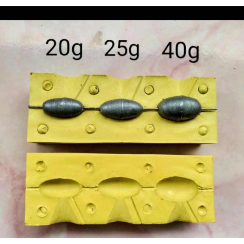 moulding cetakan timah pancing bentuk mlinjo