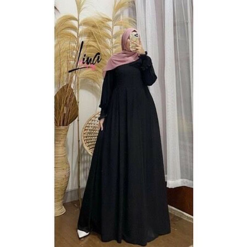 Gamis Muslim Terbaru Ceruty Babydoll/Lina Dress Kasual/Gamis Terbaru 2022/Gamis Melayu Jumbo M L XL/