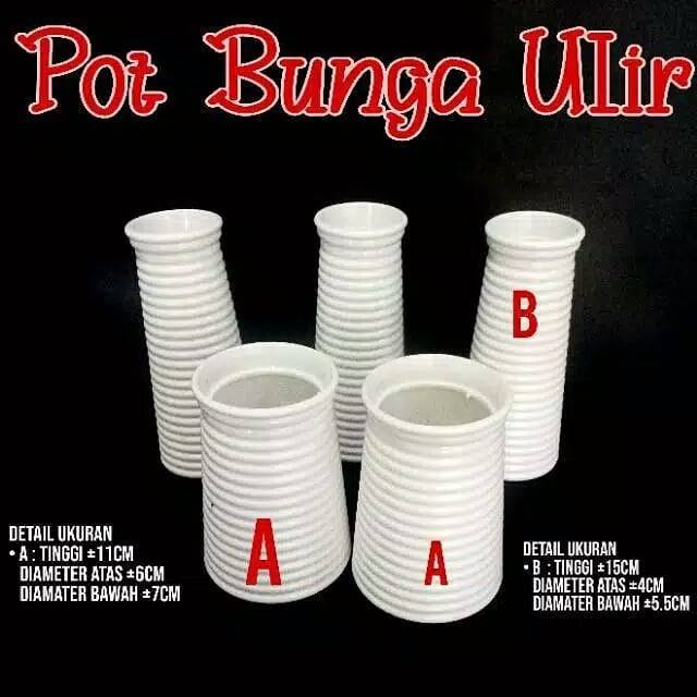 Pot bunga ulir putih bahan melamin
