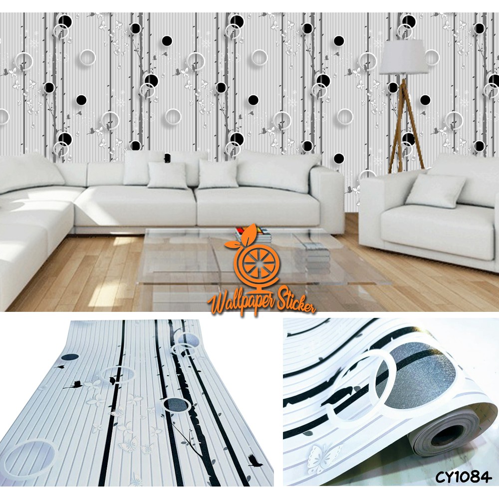 Wallpapar murah wallpaper stiker dinidng motif 3D wallpaper motif bunga ukuran 45cm X 9meter high quality