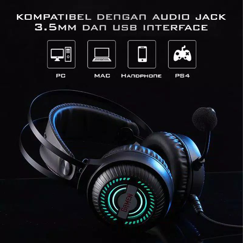 Headphone GAMEN GH2100 Gaming Headset RGB 3.5mm Audio Jack ORIGINAL - Garansi Resmi 1 Tahun